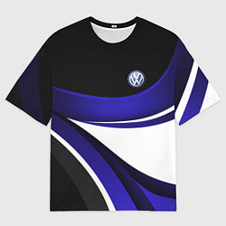 Мужская футболка оверсайз Фольцваген - синяя волна