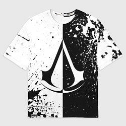 Мужская футболка оверсайз Assasins Creed - black and white
