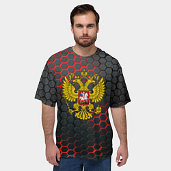 Футболка оверсайз мужская Герб РФ соты броня, цвет: 3D-принт — фото 2