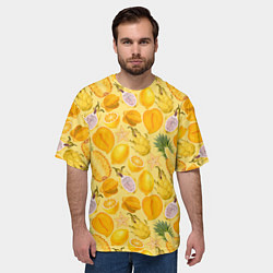 Футболка оверсайз мужская Экзотические фрукты узор, цвет: 3D-принт — фото 2