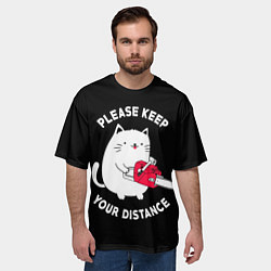 Футболка оверсайз мужская Белый кот с электропилой, цвет: 3D-принт — фото 2