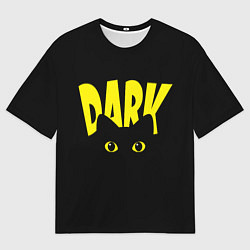 Мужская футболка оверсайз Черный кот светящиеся глаза - dark