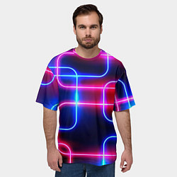 Футболка оверсайз мужская Светящиеся неоновые дуги, цвет: 3D-принт — фото 2