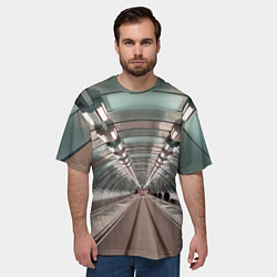 Футболка оверсайз мужская Траволатор на станции метро Спортивная в Петербург, цвет: 3D-принт — фото 2