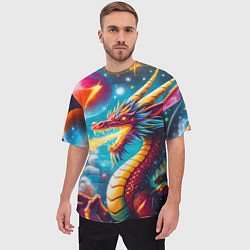 Футболка оверсайз мужская Космический дракон - граффити, цвет: 3D-принт — фото 2