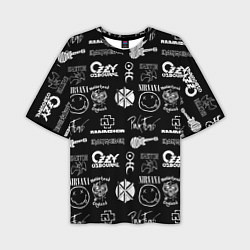 Мужская футболка оверсайз Rock band pattern