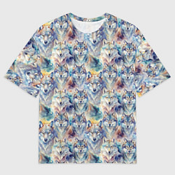 Мужская футболка оверсайз Волки паттерн