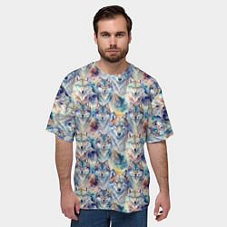 Футболка оверсайз мужская Волки паттерн, цвет: 3D-принт — фото 2