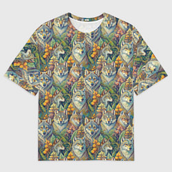 Футболка оверсайз мужская Волки паттерн, цвет: 3D-принт