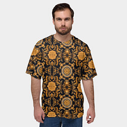 Футболка оверсайз мужская Золоте классические узоры паттерн из ткани, цвет: 3D-принт — фото 2