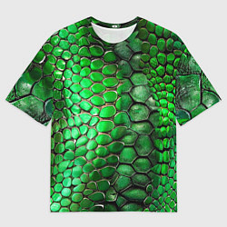 Мужская футболка оверсайз Зеленая змеиная кожа