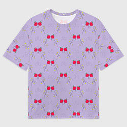 Мужская футболка оверсайз Ягоды на сиреневом