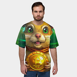 Футболка оверсайз мужская Хомяк держит биток, цвет: 3D-принт — фото 2