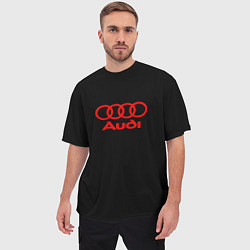 Футболка оверсайз мужская Audi red logo, цвет: 3D-принт — фото 2