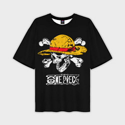 Футболка оверсайз мужская One piece - череп и кости, цвет: 3D-принт