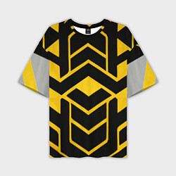 Футболка оверсайз мужская Жёлтые полосы на чёрном фоне, цвет: 3D-принт