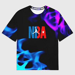 Мужская футболка оверсайз NBA neon flame