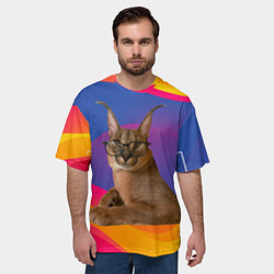 Футболка оверсайз мужская Мем кот Шлепа, цвет: 3D-принт — фото 2