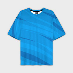 Футболка оверсайз мужская Насыщенный голубой полосами, цвет: 3D-принт