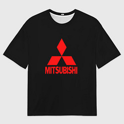 Футболка оверсайз мужская Mitsubishi red logo, цвет: 3D-принт