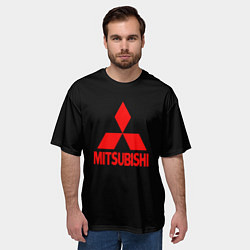 Футболка оверсайз мужская Mitsubishi red logo, цвет: 3D-принт — фото 2