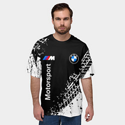 Футболка оверсайз мужская БМВ: следы от шин, цвет: 3D-принт — фото 2
