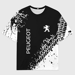 Мужская футболка оверсайз Пежо: следы от шин