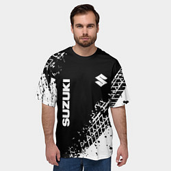 Футболка оверсайз мужская Сузуки: следы от шин, цвет: 3D-принт — фото 2
