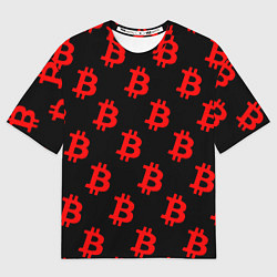 Футболка оверсайз мужская Bitcoin red logo money, цвет: 3D-принт