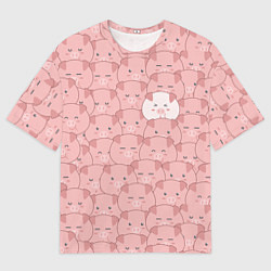 Мужская футболка оверсайз Свинки паттерн