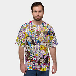 Футболка оверсайз мужская Right now NewJeans and Takashi Murakami, цвет: 3D-принт — фото 2