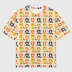 Мужская футболка оверсайз Разноцветные котята ретро узор