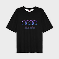 Футболка оверсайз мужская Audi neon logo, цвет: 3D-принт