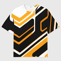 Футболка оверсайз мужская Чёрно-жёлтые полосы на белом фоне, цвет: 3D-принт