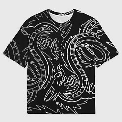 Мужская футболка оверсайз Драконы татуировки самураи