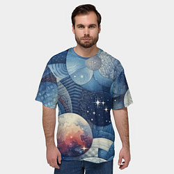 Футболка оверсайз мужская Космический пэчворк - нейросеть, цвет: 3D-принт — фото 2