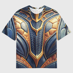 Мужская футболка оверсайз Темная кожаная броня с желтой оплеткой