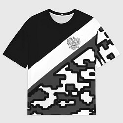 Мужская футболка оверсайз Россия камуфляж текстура