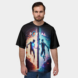 Футболка оверсайз мужская Portal люди в прыжке, цвет: 3D-принт — фото 2