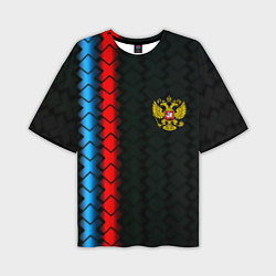 Футболка оверсайз мужская Россия спорт герб, цвет: 3D-принт