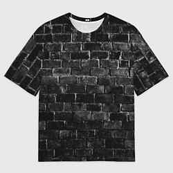 Мужская футболка оверсайз Текстура темного кирпича