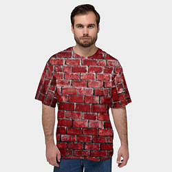 Футболка оверсайз мужская Текстура красного кирпича, цвет: 3D-принт — фото 2