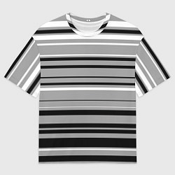 Мужская футболка оверсайз Серый в чёрную полоску