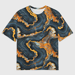 Мужская футболка оверсайз Золотистый мрамор