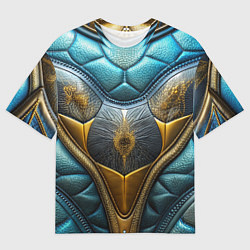 Мужская футболка оверсайз Объемный футуристический текстурный костюм из кожи