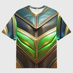 Мужская футболка оверсайз Футуристичная объемная текстура из кожи