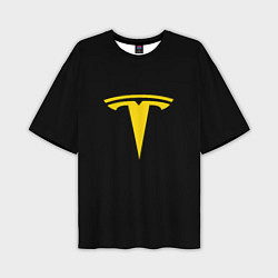 Мужская футболка оверсайз Tesla yellow