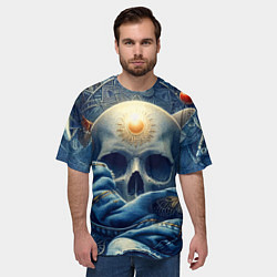 Футболка оверсайз мужская Авангардная композиция с черепом - нейросеть, цвет: 3D-принт — фото 2