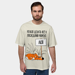 Футболка оверсайз мужская Хитрый ленивый лис, цвет: 3D-принт — фото 2