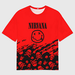 Футболка оверсайз мужская Nirvana rock skull, цвет: 3D-принт